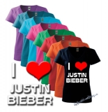 I LOVE JUSTIN BIEBER - farebné dámske tričko (-50%=VÝPREDAJ)