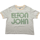 ELTON JOHN - Retro Text Ringer - pieskové dámske tričko crop top KR