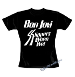 BON JOVI - Slippery When Wet - čierne dámske tričko