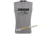 JUNGKOOK - Logo & Signature - Šedé pánske tričko bez rukávov