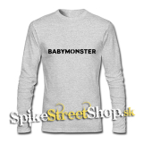 BABYMONSTER - Logo Kpop Band - šedé detské tričko s dlhými rukávmi