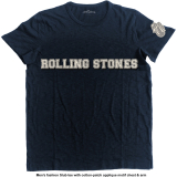 ROLLING STONES - Logo & Tongue with Applique Motifs - modré pánske tričko