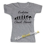 CHUCK NORRIS - Evolution By Chuck Norris - šedé dámske tričko