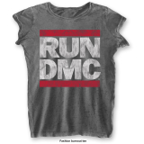 RUN DMC - DMC Logo with Burn Out Finishing - sivé dámske tričko