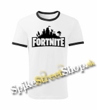 FORTNITE - Logo - bieločierne chlapčenské tričko dvojfarebné - CONTRAST BORDERS