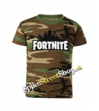 FORTNITE - Logo - maskáčové chlapčenské tričko WOODLAND CAMO BROWN