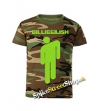 BILLIE EILISH - Logo Stickman - maskáčové pánske tričko WOODLAND CAMO BROWN