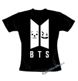 BTS - Emoji BT21 Logo - čierne dámske tričko