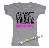 BLACKPINK - Logo & Band - šedé dámske tričko