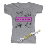 BLACKPINK - Logo & Signature - šedé dámske tričko