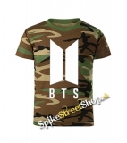 BTS - BANGTAN BOYS - Logo - maskáčové pánske tričko WOODLAND CAMO BROWN