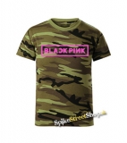 BLACKPINK - Logo - maskáčové pánske tričko WOODLAND CAMO GREEN