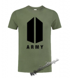 BTS - BANGTAN BOYS - ARMY Logo - olivové pánske tričko