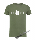 BTS - BANGTAN BOYS - Logo - olivové pánske tričko