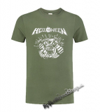 HELLOWEEN - 80' Logo - Metal Pumpking Head - olivové pánske tričko