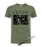 QUEEN - We Will Rock You - olivové pánske tričko