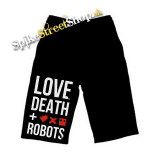 Kraťasy LOVE DEATH ROBOTS - Logo And Crest - Ľahké sieťované čierne letné šortky