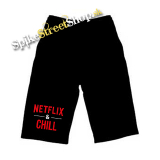 Kraťasy NETFLIX & CHILL - Ľahké sieťované čierne letné šortky