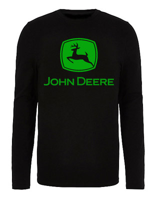 JOHN DEERE - Logo Green - čierne pánske tričko s dlhými rukávmi (-50%=VÝPREDAJ)