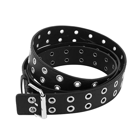 OPASOK HOLLOW RIVETS BELT 2 ROWS - čierny opasok s kovovými dierovými nitmi