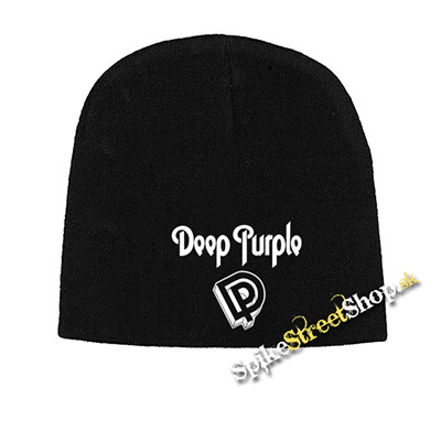 Čierna zimná čiapka DEEP PURPLE - Logo Crest