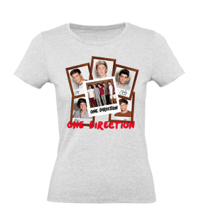 ONE DIRECTION - Polaroid Names - šedé dámske tričko (Skinny Fit) (-50%=VÝPREDAJ)