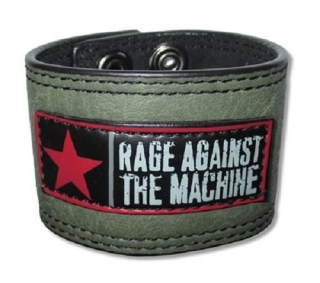RAGE AGAINST THE MACHINE - Green Wristband With Logo - kožený náramok (Výpredaj)