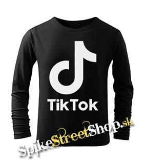 TIK TOK - Logo - čierne detské tričko s dlhými rukávmi (-50%=VÝPREDAJ)