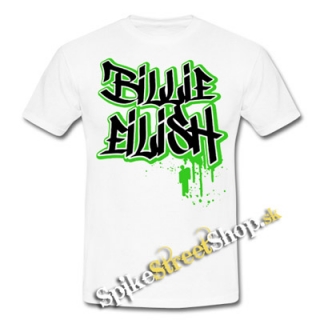 BILLIE EILISH - Painted Graffiti Logo - biele pánske tričko (-50%=VÝPREDAJ)