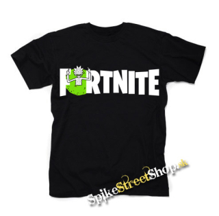 FORTNITE Season 7 - Rick Sanchez Logo - čierne detské tričko