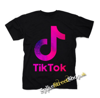 TIK TOK - Logo Rainbow - čierne detské tričko