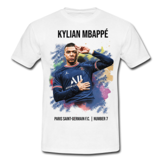 KYLIAN MBAPPÉ - PSG Poster Motive 2 - biele pánske tričko