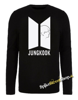 JUNGKOOK - BTS Logo Portrait - čierne pánske tričko s dlhými rukávmi