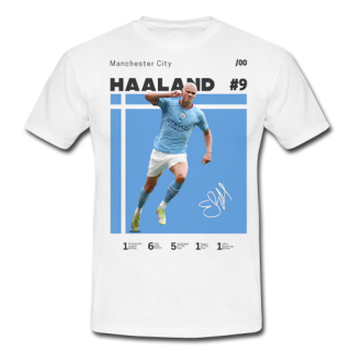 ERLING HAALAND - Manchester City Poster Motive 1 - biele pánske tričko