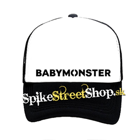 BABYMONSTER - Logo Kpop Band - čiernobiela sieťkovaná šiltovka model "Trucker"