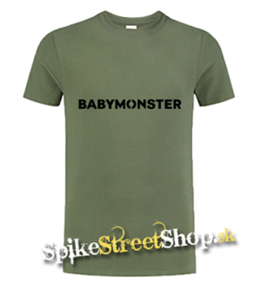 BABYMONSTER - Logo Kpop Band - olivové detské tričko