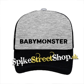 BABYMONSTER - Logo Kpop Band - šedočierna sieťkovaná šiltovka model "Trucker"