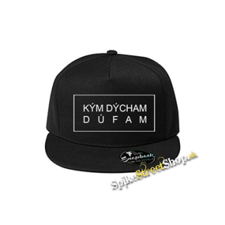 KÝM DÝCHAM, DÚFAM - biely nápis - čierna šiltovka model "Snapback"