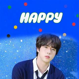 JIN (BTS) - Happy Blue Portrait - štvorcová podložka pod pohár