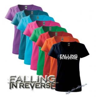 FALLING IN REVERSE - biele logo - farebné dámske tričko