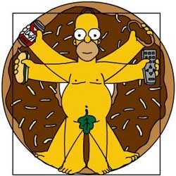 HOMER SIMPSON - Vitruvian Man - okrúhla podložka pod pohár