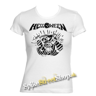 HELLOWEEN - 80´ Logo - Metal Pumpkin Head - biele dámske tričko