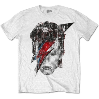 DAVID BOWIE - Halftone Flash Face - biele pánske tričko