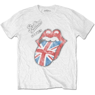 ROLLING STONES - Vintage British Tongue with Soft Hand Ink - biele pánske tričko