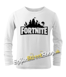 FORTNITE - Logo - biele detské tričko s dlhými rukávmi