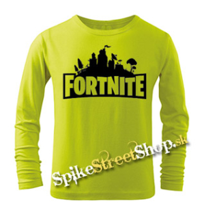 FORTNITE - Logo - limetkové detské tričko s dlhými rukávmi