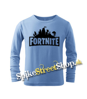 FORTNITE - Logo - svetlomodré detské tričko s dlhými rukávmi