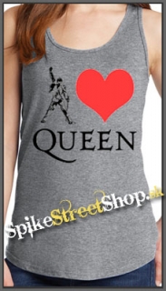 I LOVE QUEEN - Ladies Vest Top - šedé