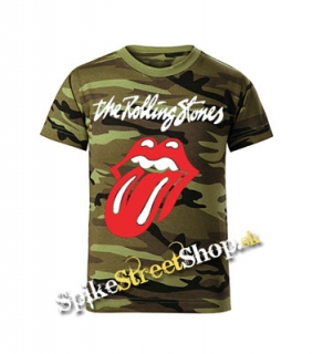 ROLLING STONES - Tonque - maskáčové chlapčenské tričko WOODLAND CAMO GREEN