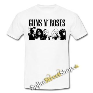 GUNS N ROSES - Logo & Band - biele detské tričko